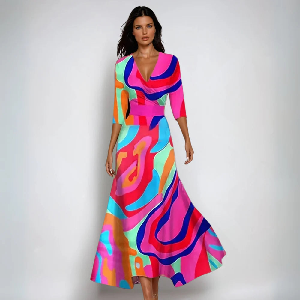 Seraphina™ | Elegant Trykt Maxikjole