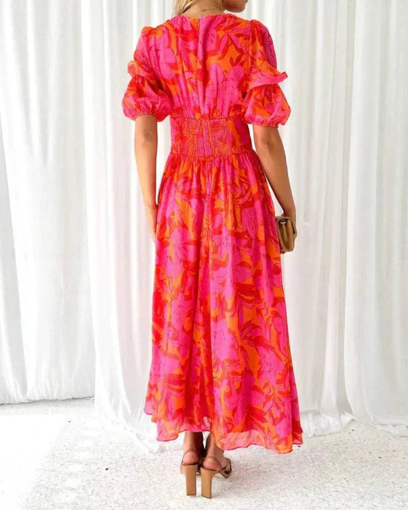 Dakota™ | Elegant V-hals Blomsterkjole