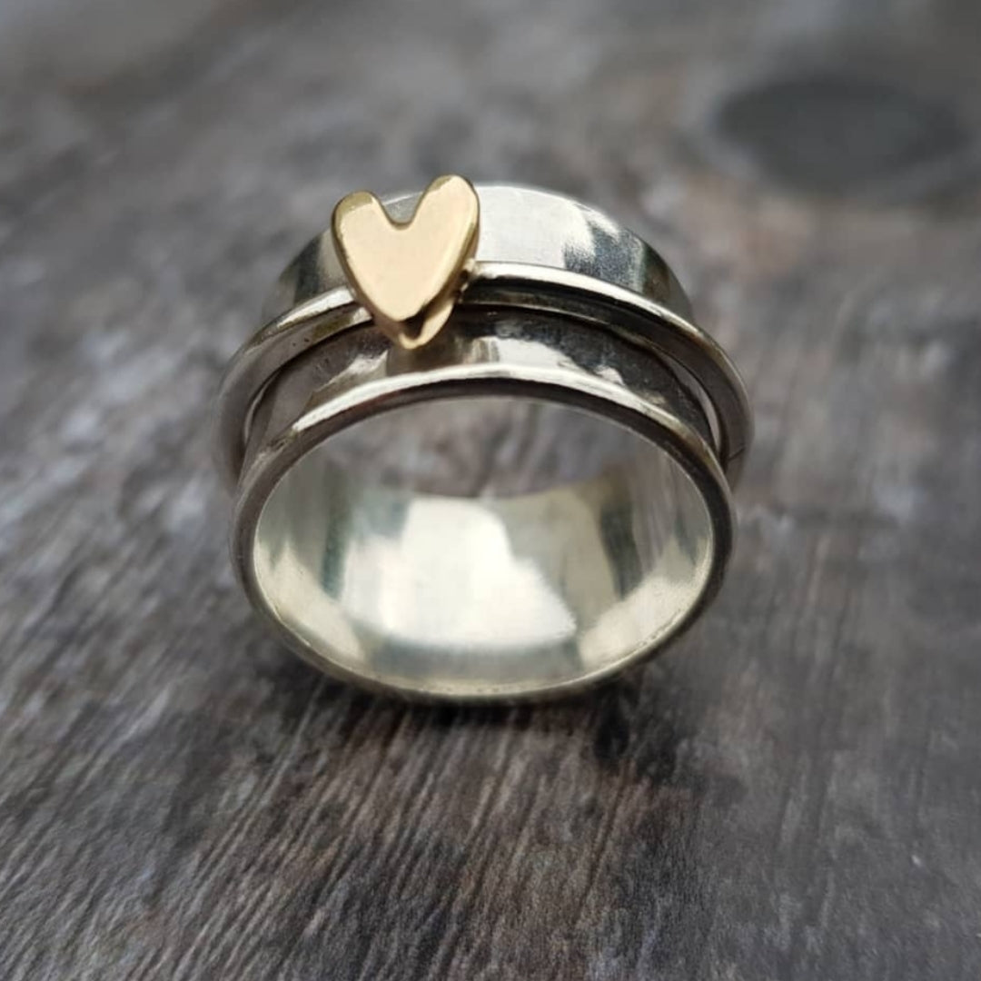 Eline™ | Silver Ring with Gold Heart