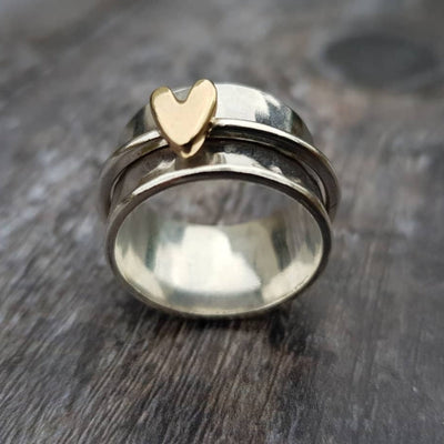 Eline™ | Silver Ring with Gold Heart