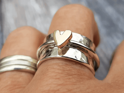 Eline™ | Silver Ring with Gold Heart