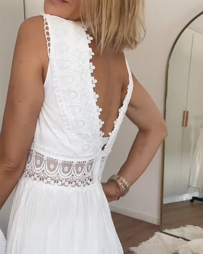 Alexandra™ | Elegant Hvit Plunge-Kjole