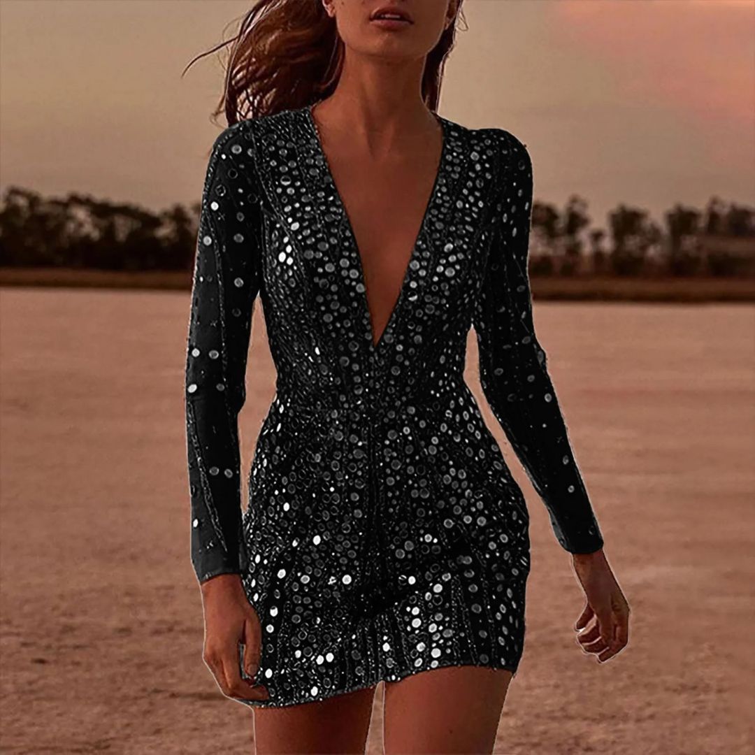 Tamsin™ | Glitrende Paljett Mini Kjole