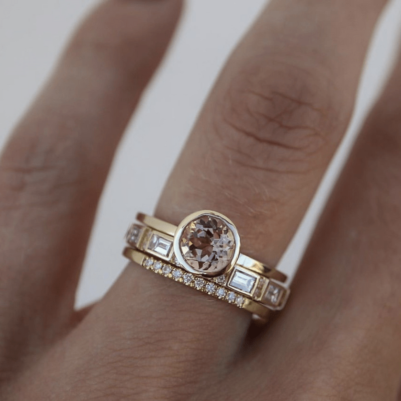 Maren™ | Set of Crystal-Studded Gold Rings